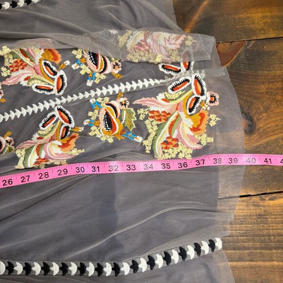 Sundance Adorabella Maxi Skirt Floral Embroidered Grey Taupe Women's Small Boho - Picture 11 of 11